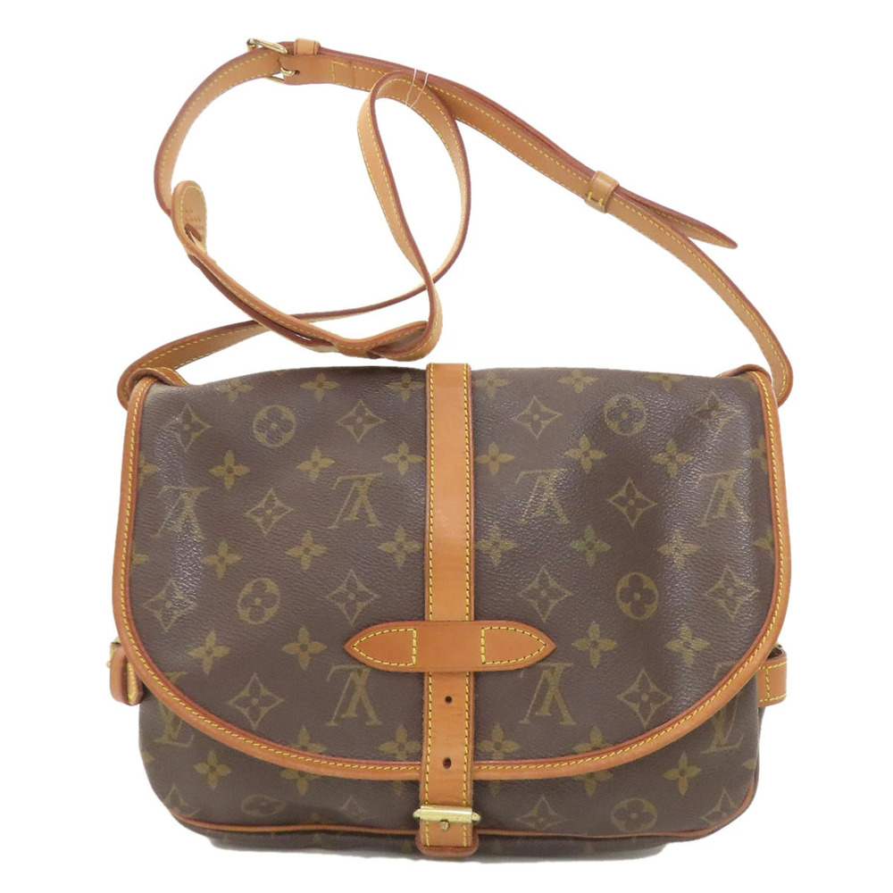 Louis Vuitton Canvas Saumur Monogram Shoulder Bag Brown